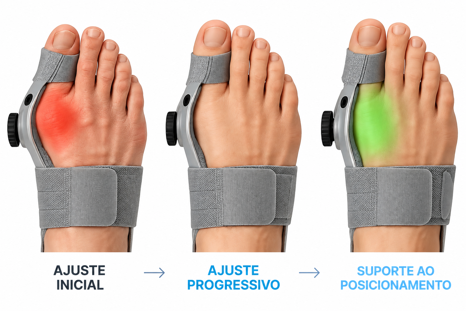Representação visual do conceito de ajuste progressivo do corretor